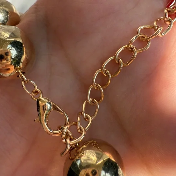 Gold Zara Gold ball. Gold. Gold Beaded Necklace. Adjustable - Picture 8 of 10